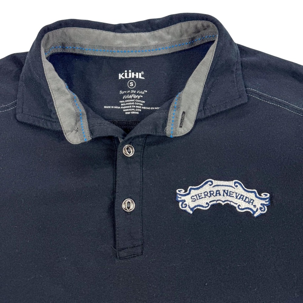 Kuhl Sierra Nevada‎ Polo Shirt Mens Small Black Organic Cotton Logo Casual Top